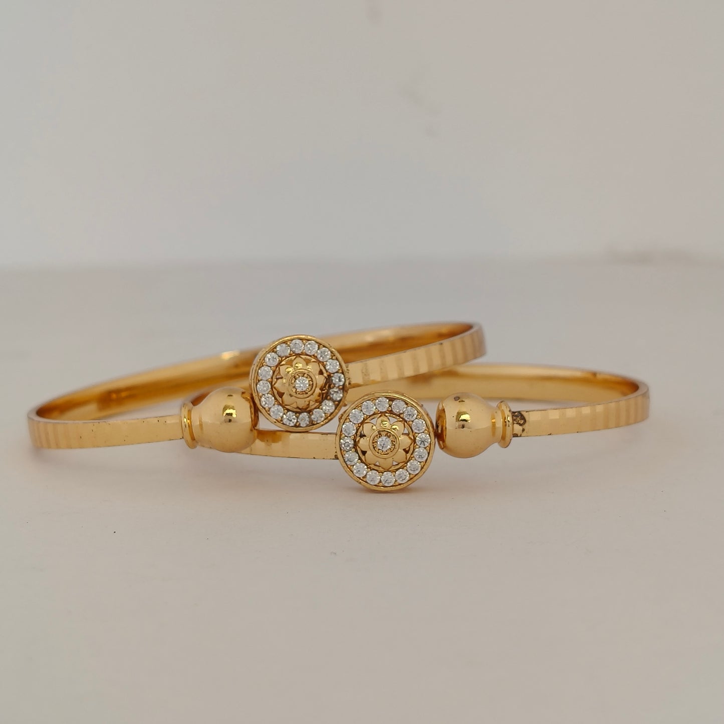 Gold Toned Stone Studded Openable Kada