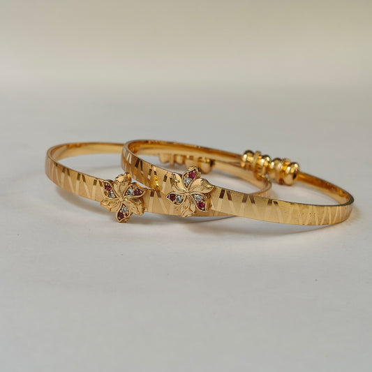 Gold Toned Floral Openable Kadas