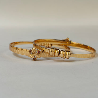 Gold Toned Floral Openable Kadas