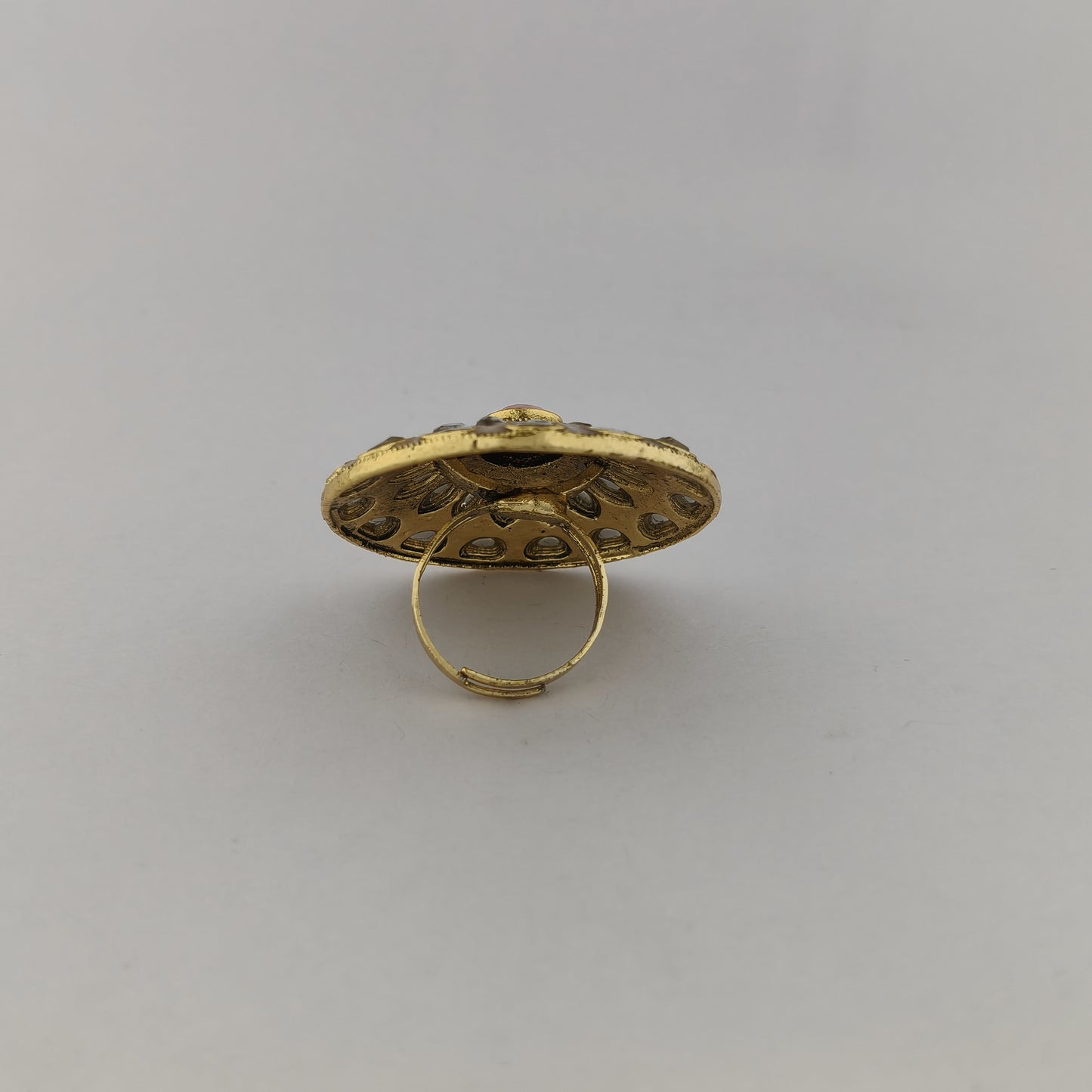 Traditional Meenakari Kundan Ring - Baby Pink