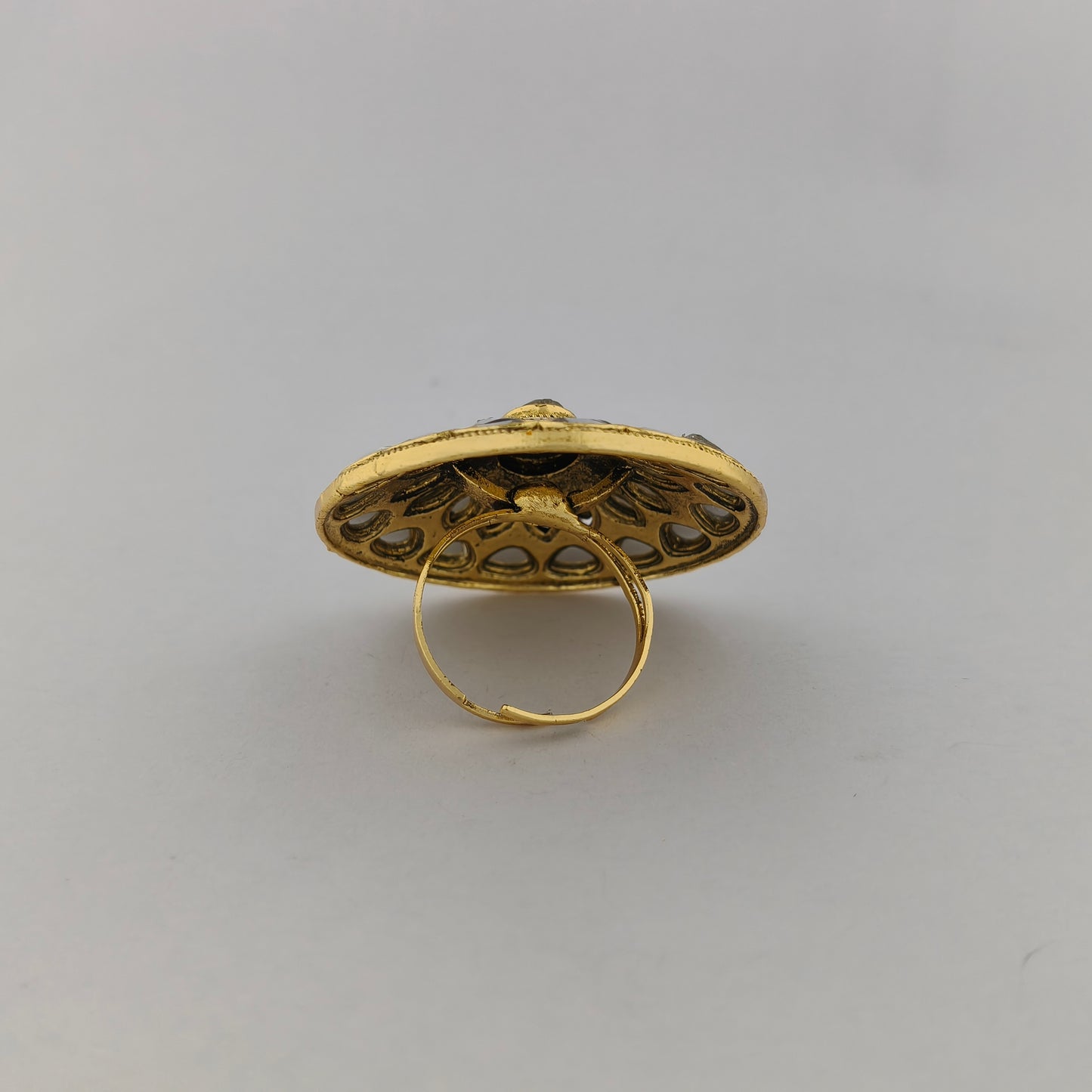 Traditional Meenakari Kundan Ring - Sea Green