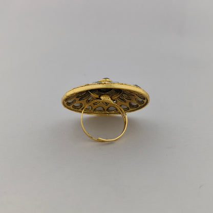 Traditional Meenakari Kundan Ring - Sea Green