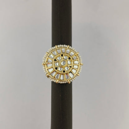 Kundan Pearl Adjustable Ring