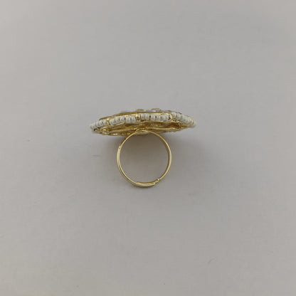Star Kundan Pearl Adjustable Ring