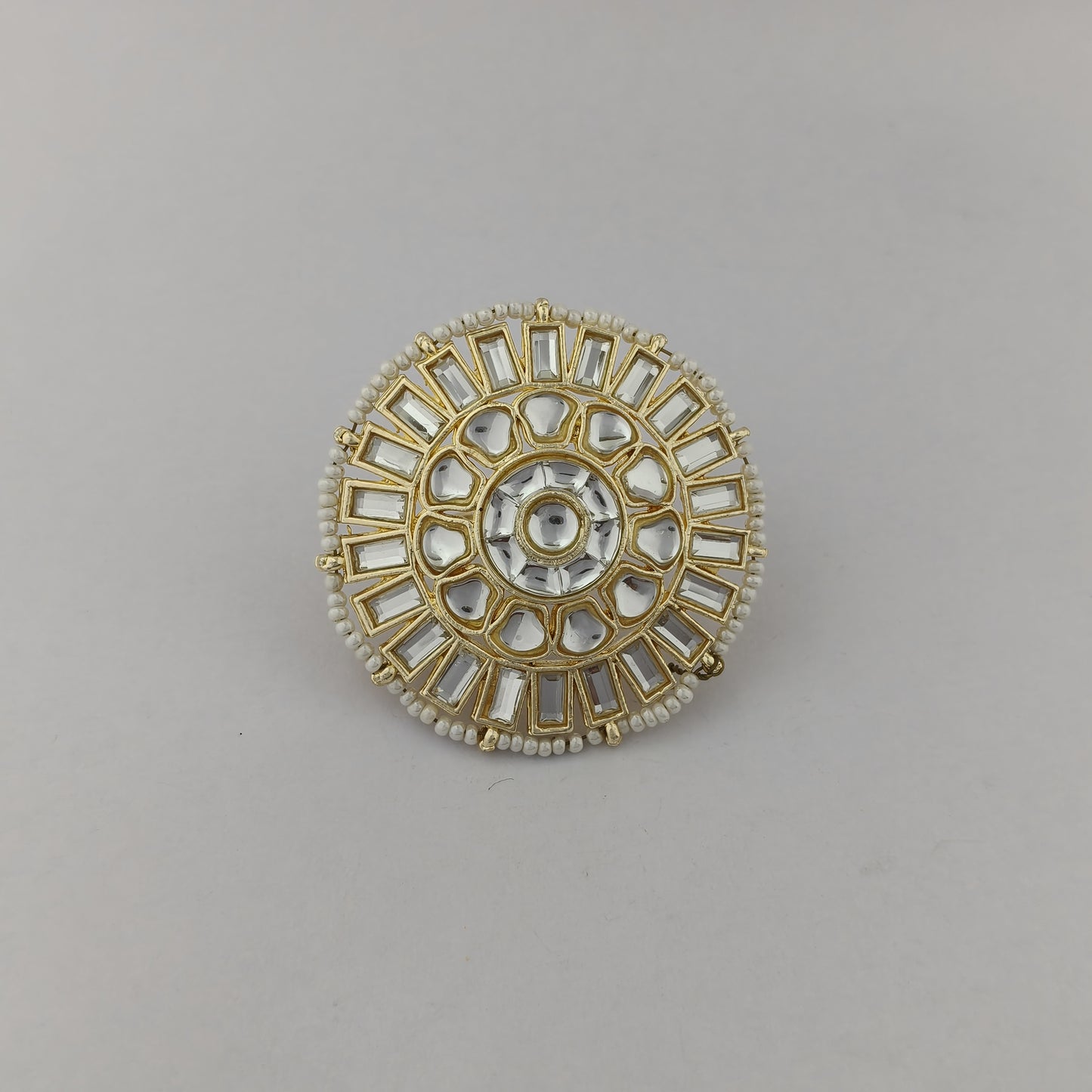 Vintage Kundan Pearl Adjustable Ring