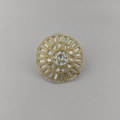 Vintage Kundan Pearl Adjustable Ring