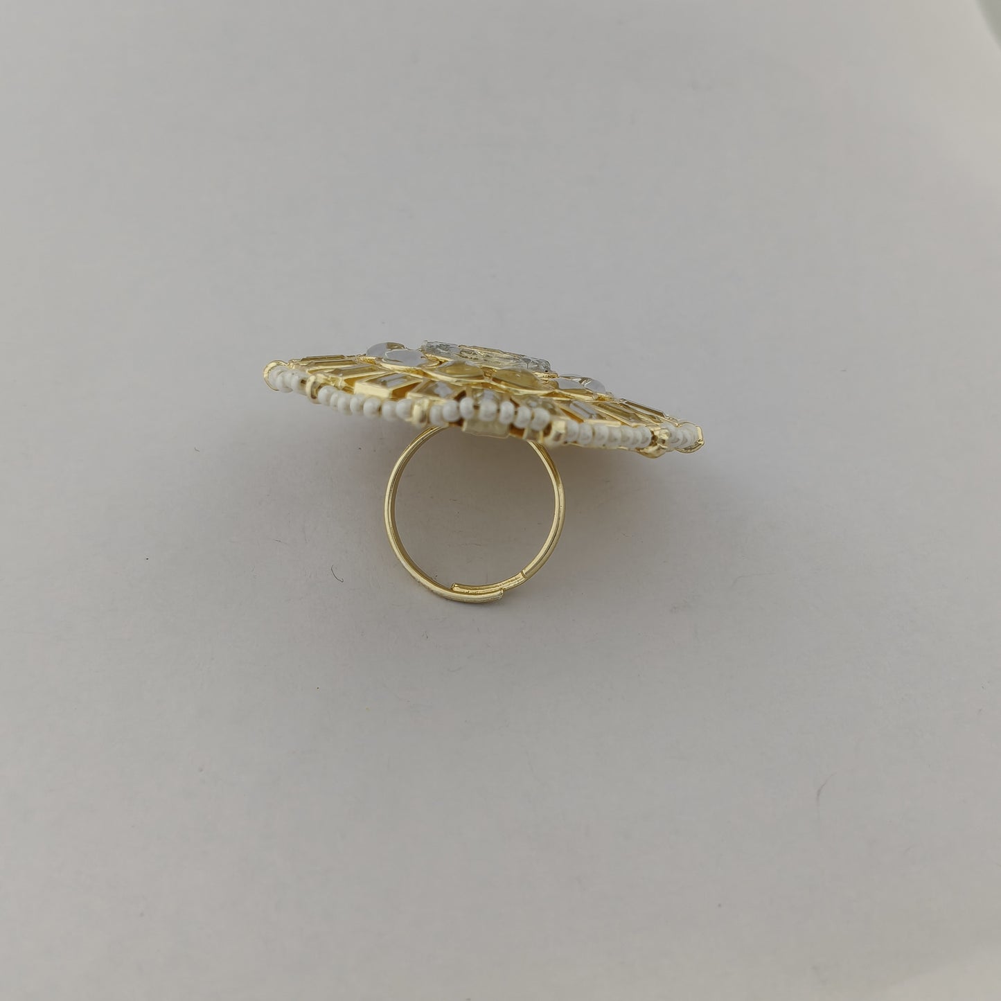 Vintage Kundan Pearl Adjustable Ring