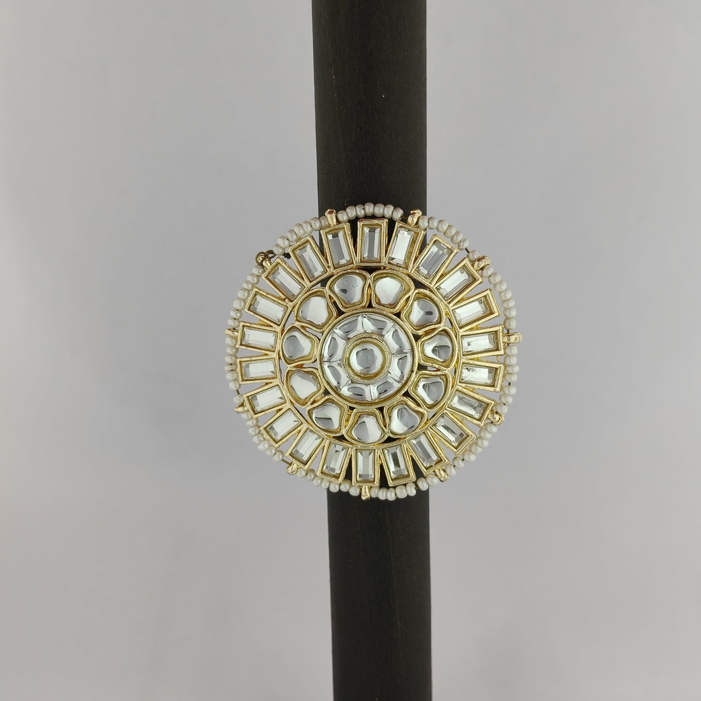 Vintage Kundan Pearl Adjustable Ring