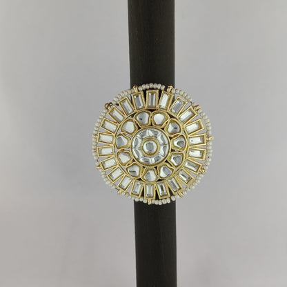 Vintage Kundan Pearl Adjustable Ring