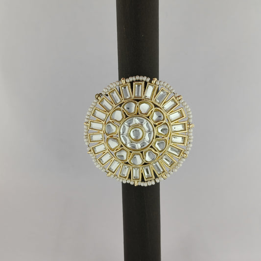 Vintage Kundan Pearl Adjustable Ring