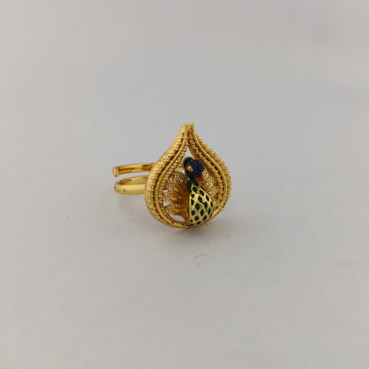 Meenakari Peacock Ring