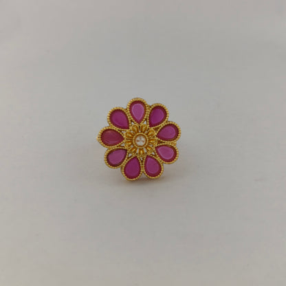 Gold Plated Ruby Floral Ring