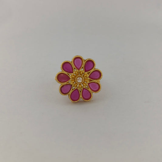 Gold Plated Ruby Floral Ring