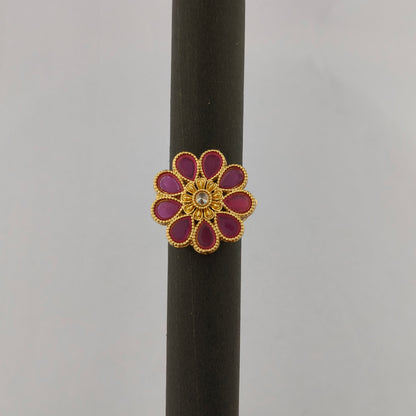 Gold Plated Ruby Floral Ring