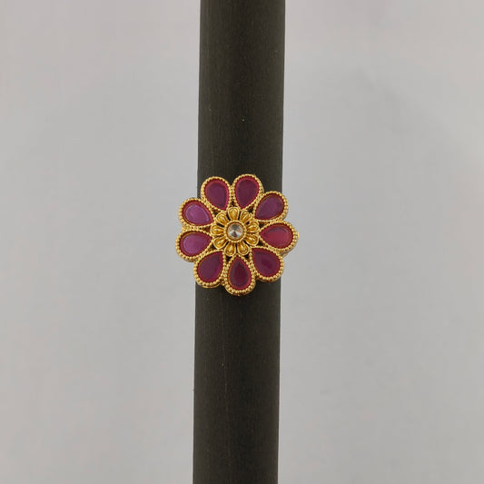 Gold Plated Ruby Floral Ring
