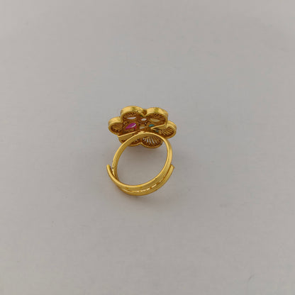 Gold Plated Multi-Stone Floral Ring