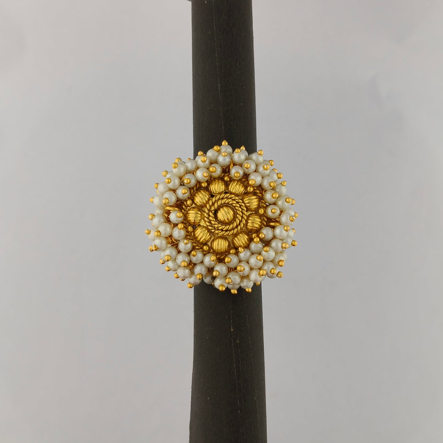 Gold Plated Pearl Cluster Ring