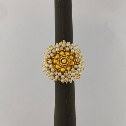 Gold Plated Pearl Cluster Ring