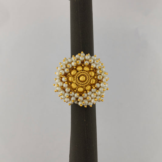 Gold Plated Pearl Cluster Ring