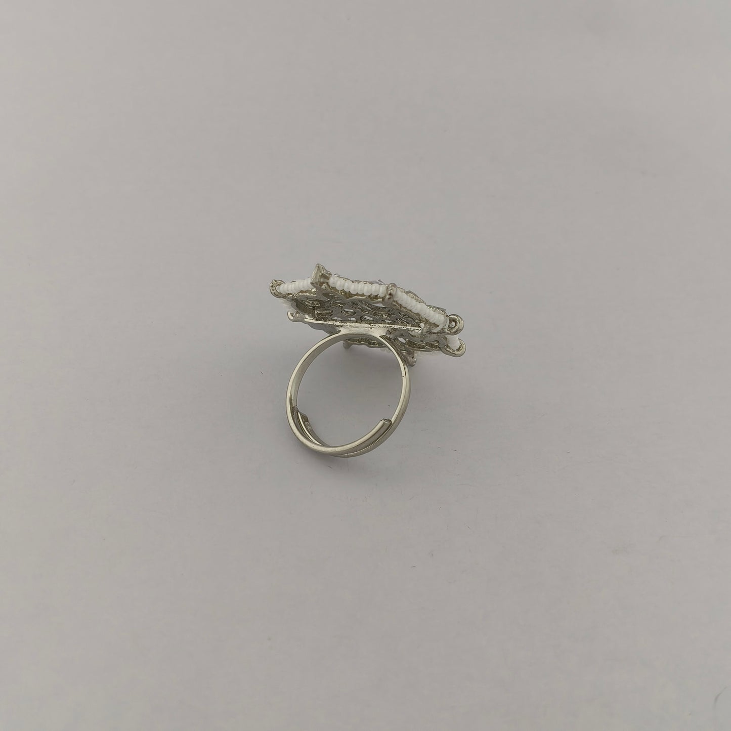 Pearl String Floral Ring