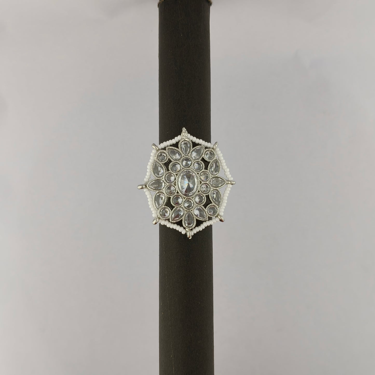 Pearl String Floral Ring