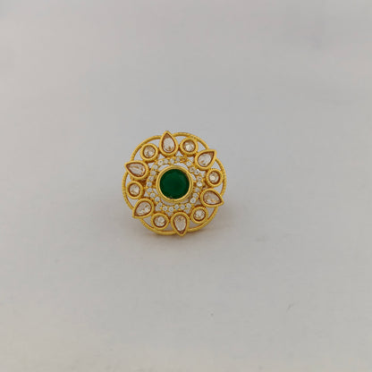 Gold Plated Emrald Cocktail Ring