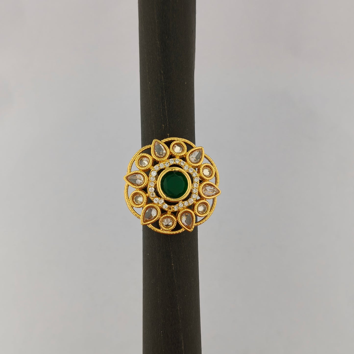 Gold Plated Emrald Cocktail Ring