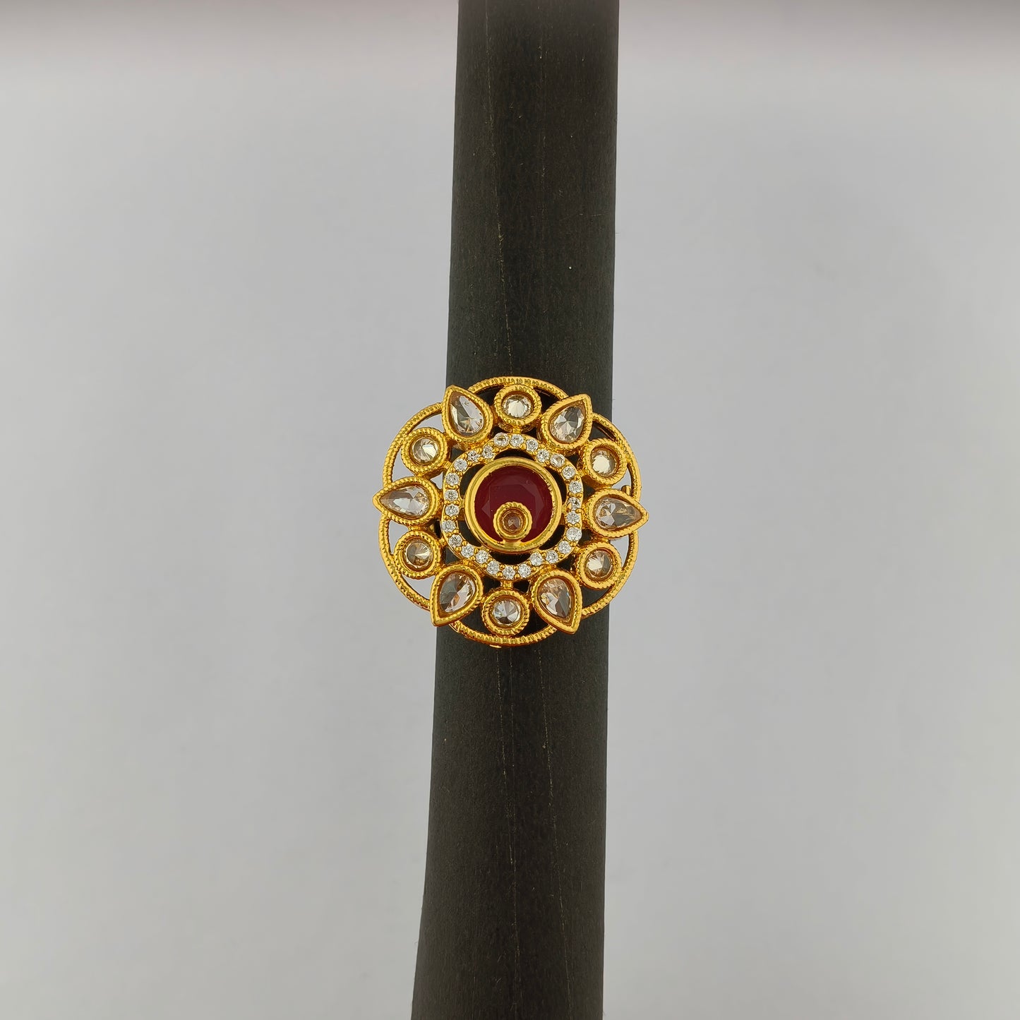 Gold Plated Ruby Cocktail Ring