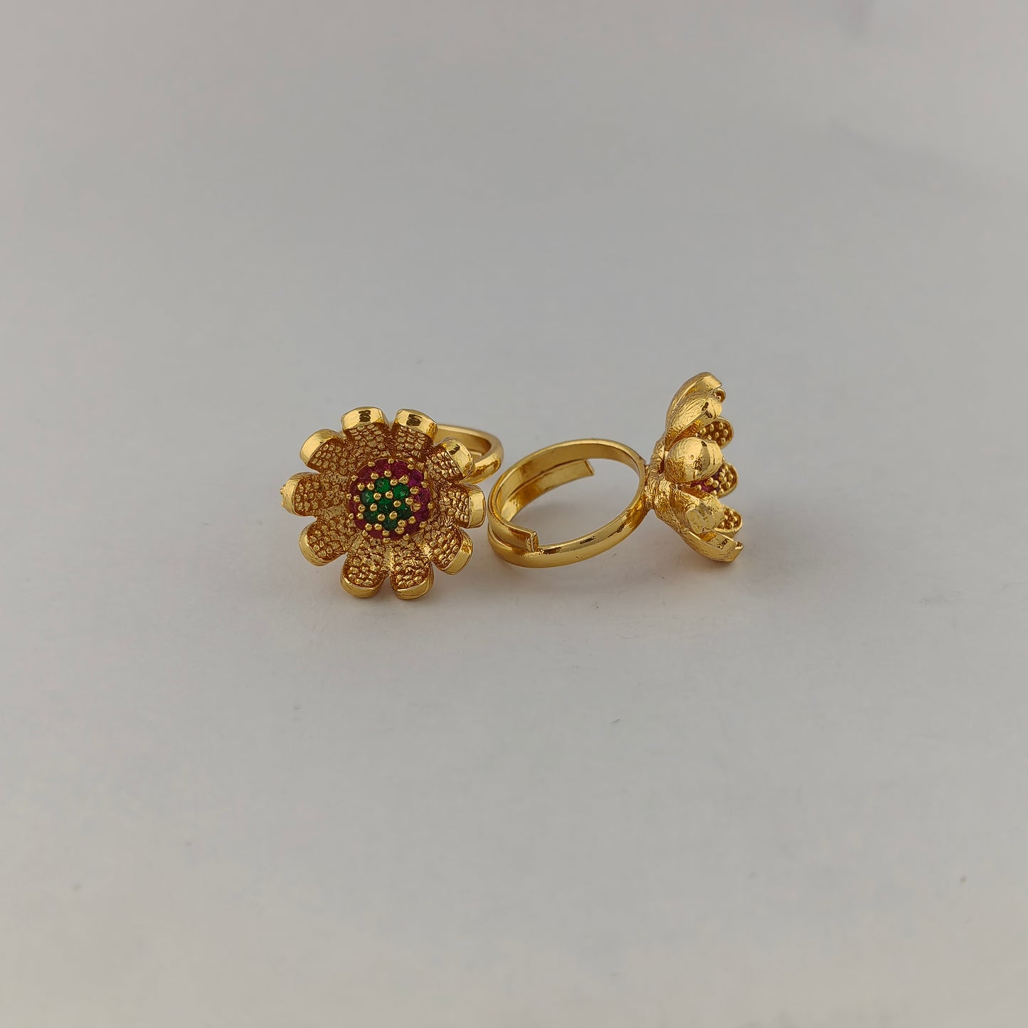 Floral Gold CZ Ring