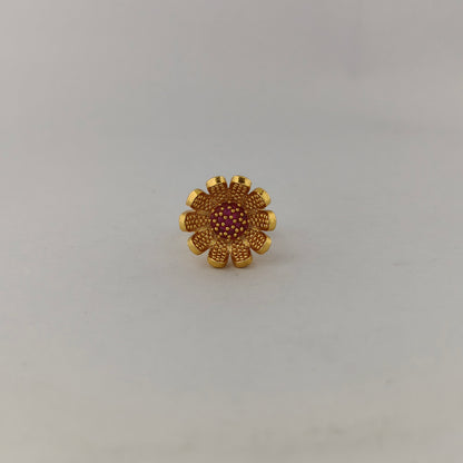 Floral Gold CZ Ring