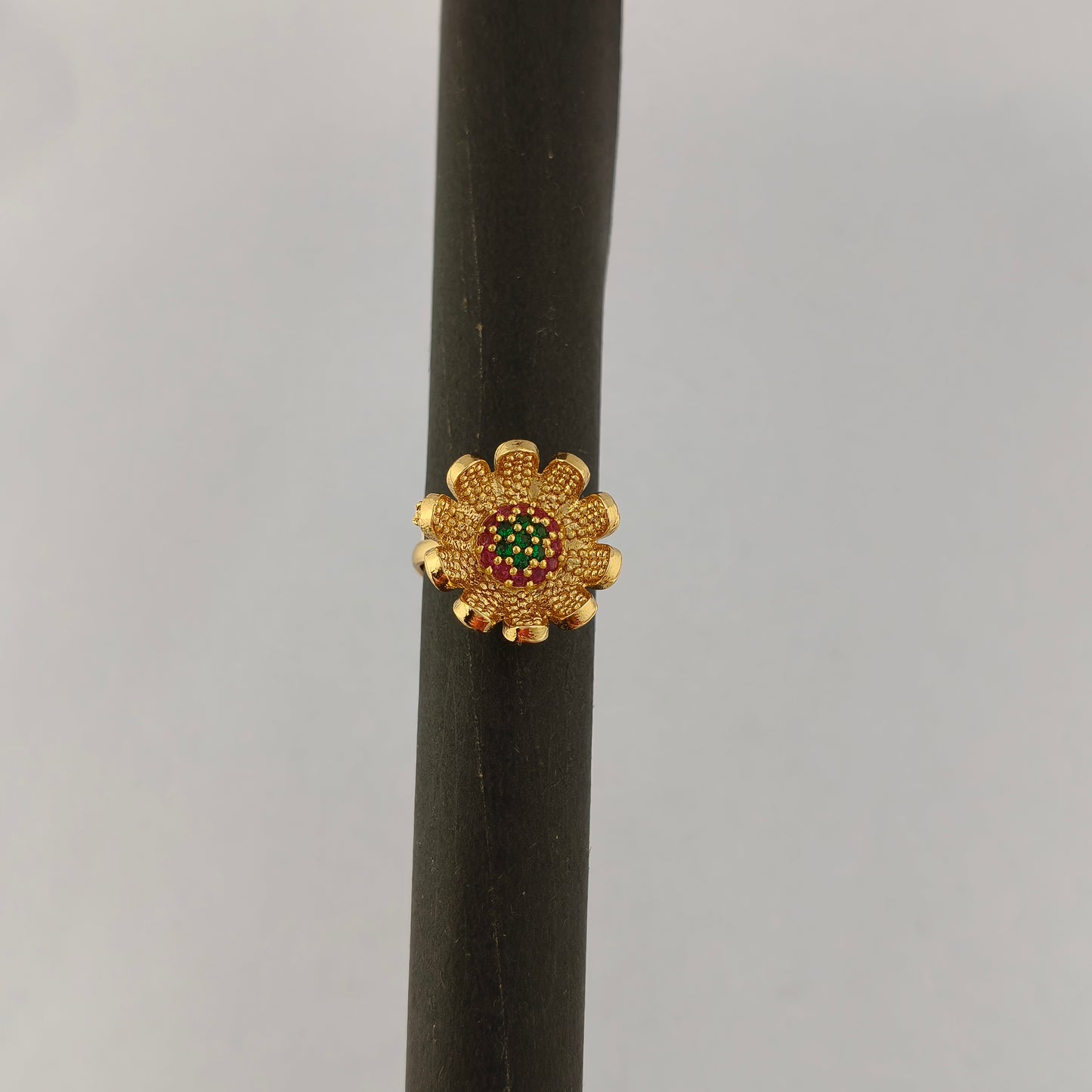 Floral Gold CZ Ring