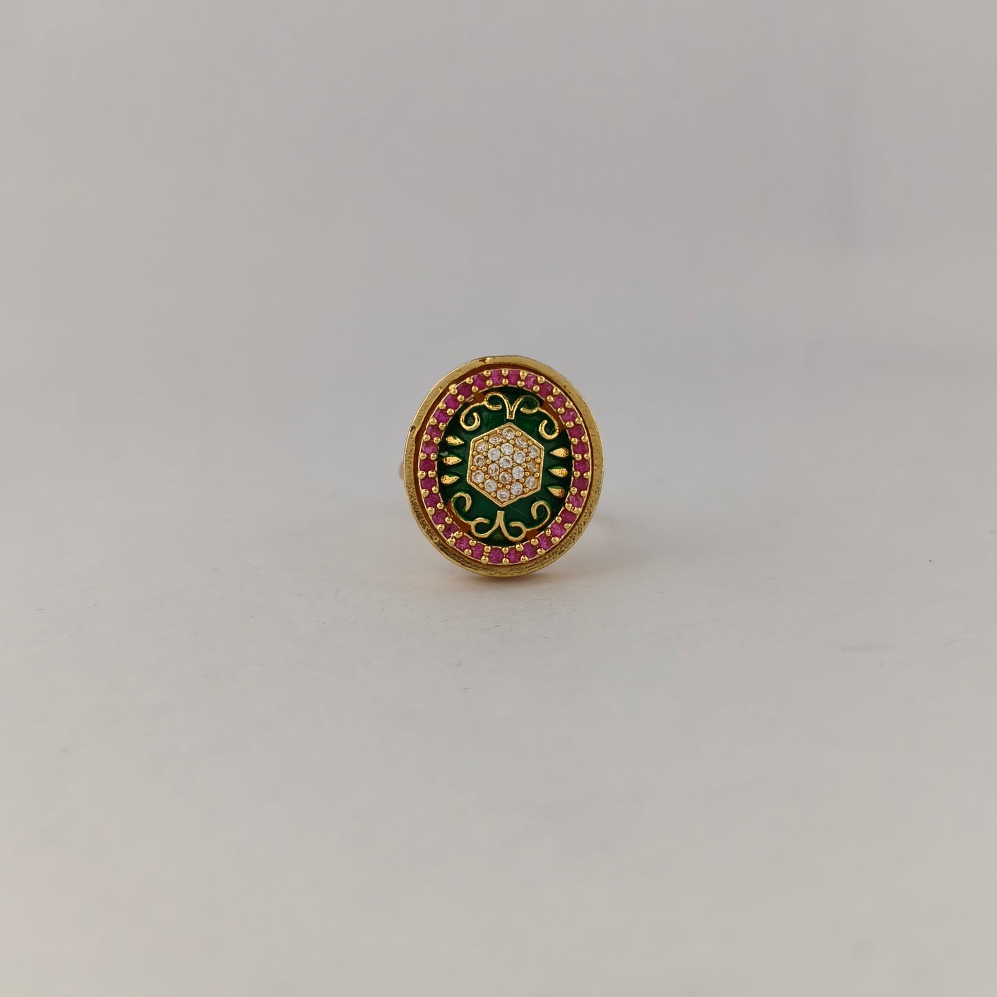 Enamel Oval CZ Statement Ring