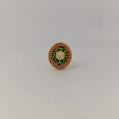 Enamel Oval CZ Statement Ring