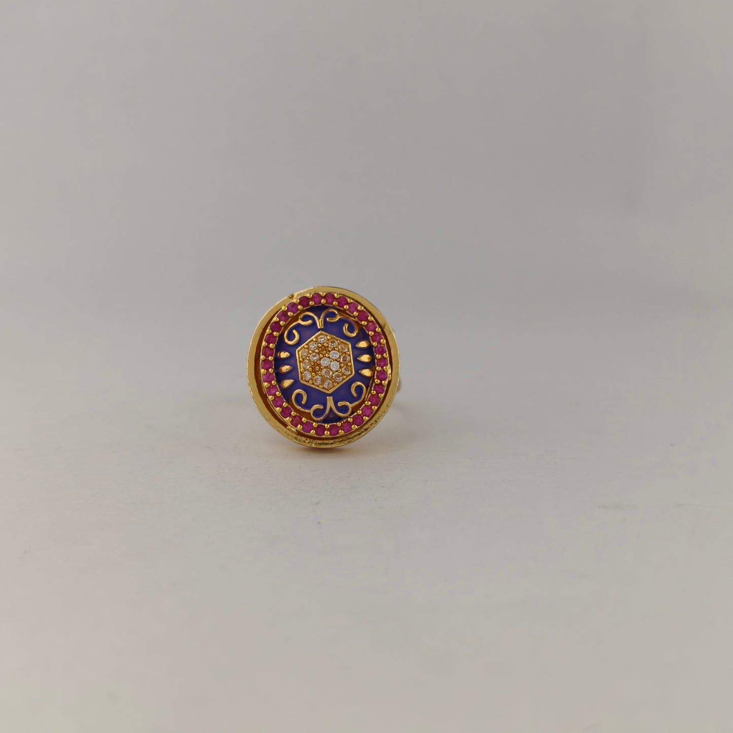 Enamel Oval CZ Statement Ring