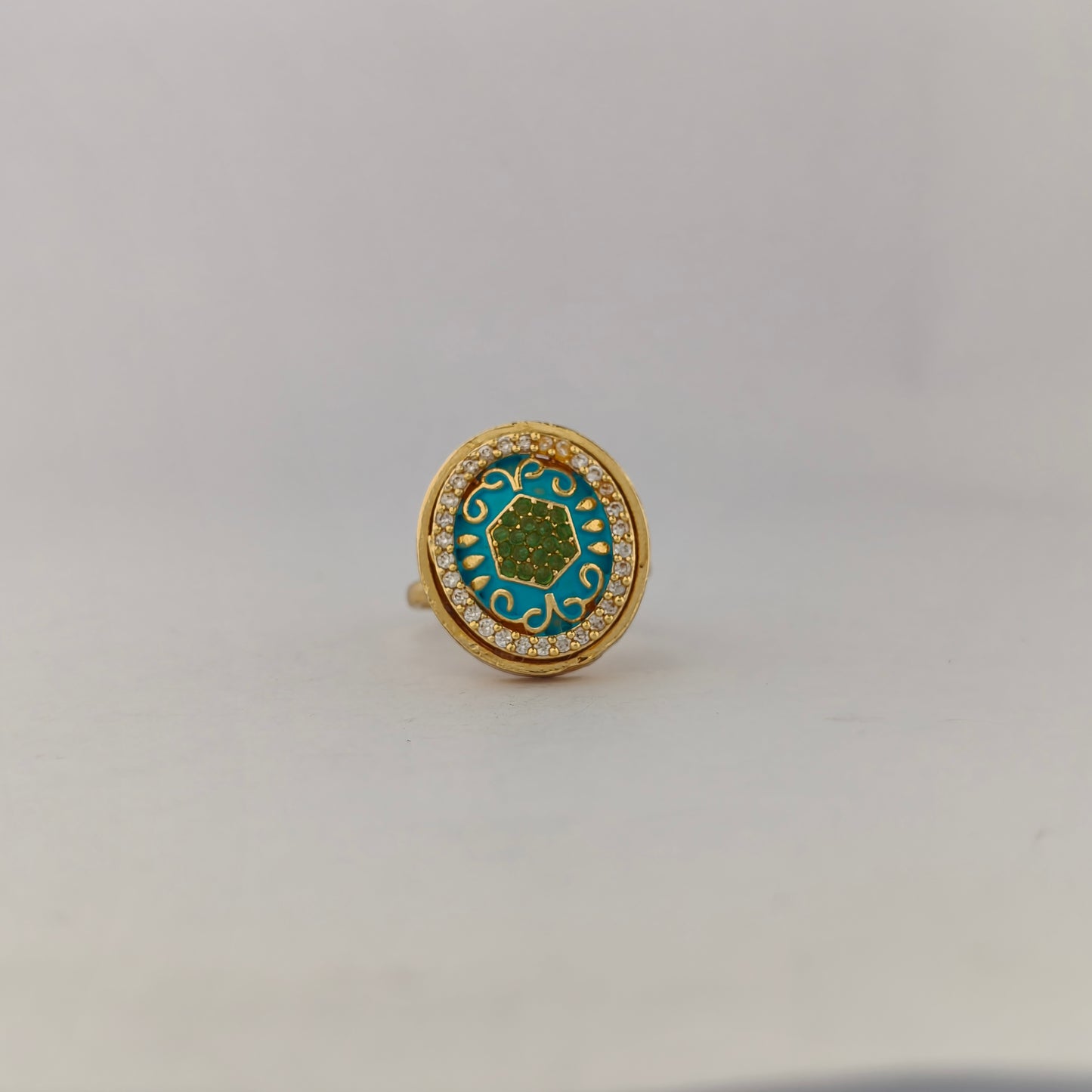 Enamel Oval CZ Statement Ring