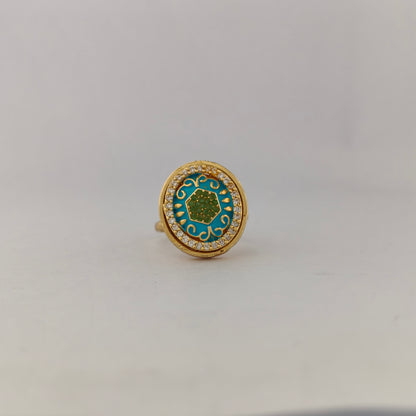 Enamel Oval CZ Statement Ring