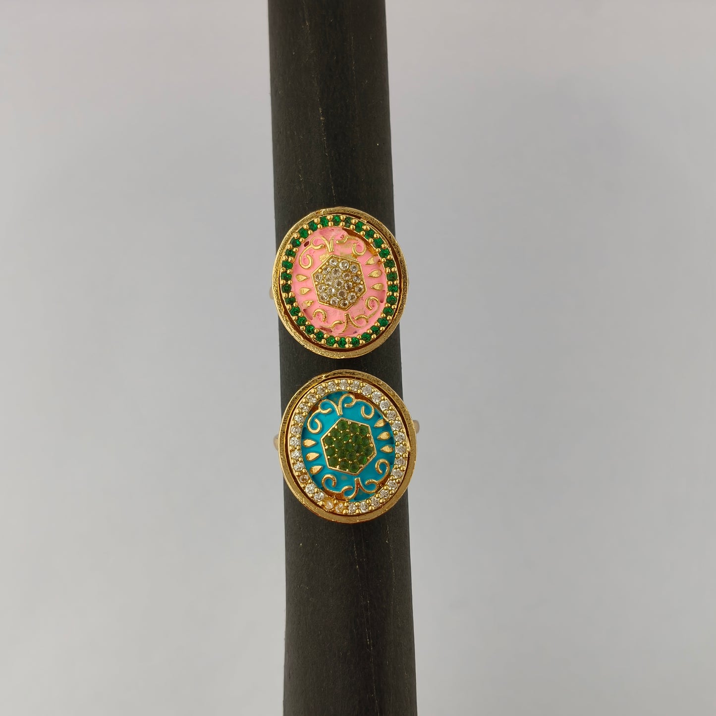 Enamel Oval CZ Statement Ring