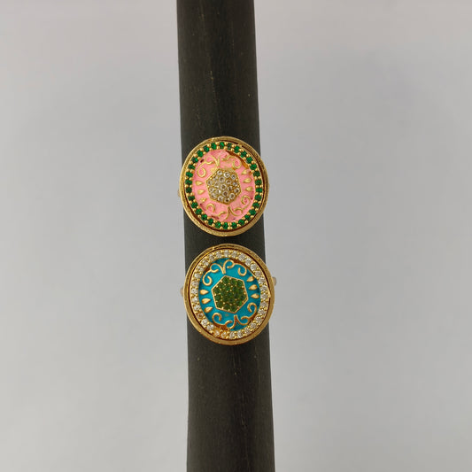 Enamel Oval CZ Statement Ring