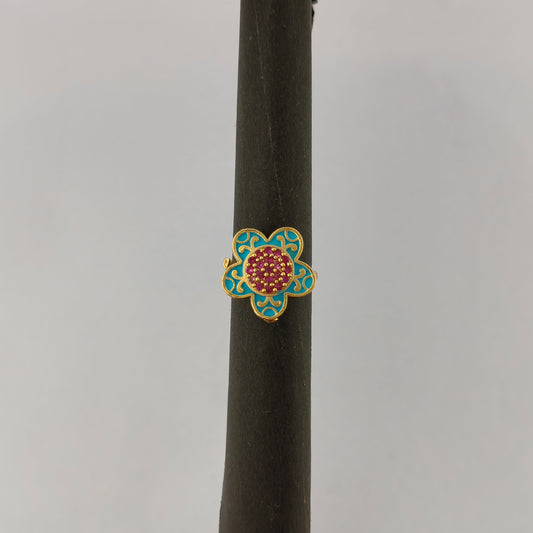 Floral Enamel CZ Statement Ring