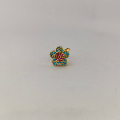 Floral Enamel CZ Statement Ring