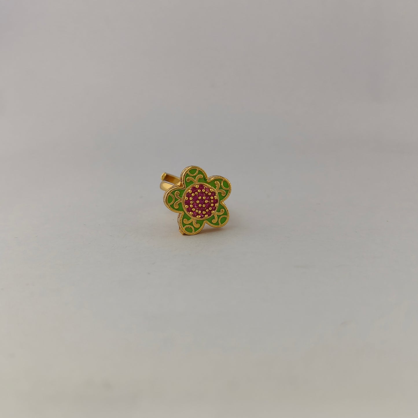 Floral Enamel CZ Statement Ring