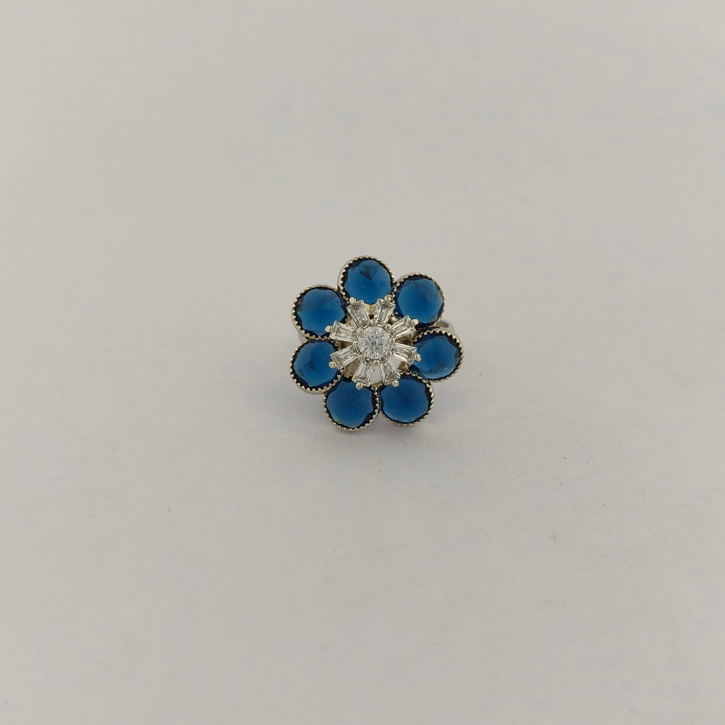 Silver Plated Crystal Blossom Ring