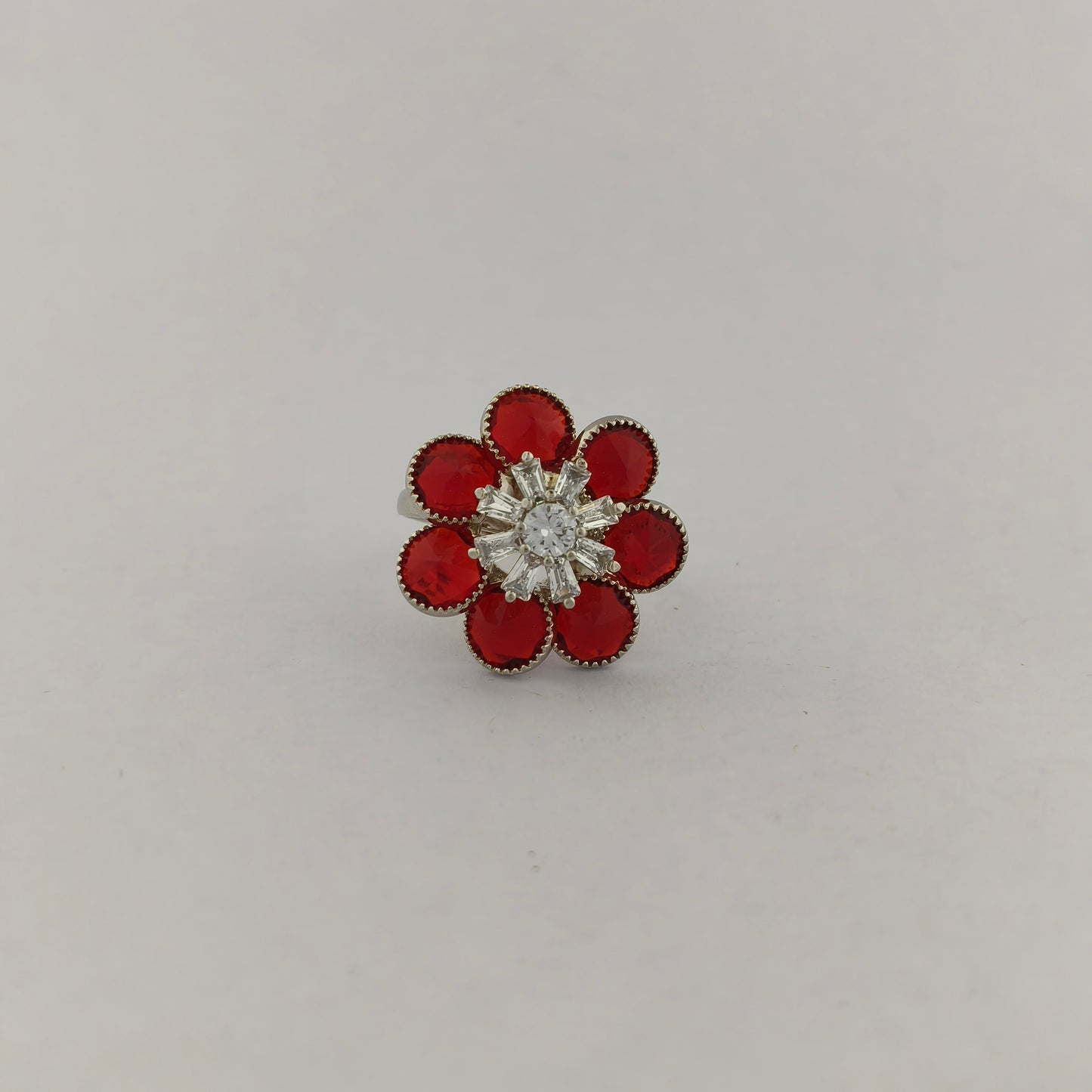 Silver Plated Crystal Blossom Ring