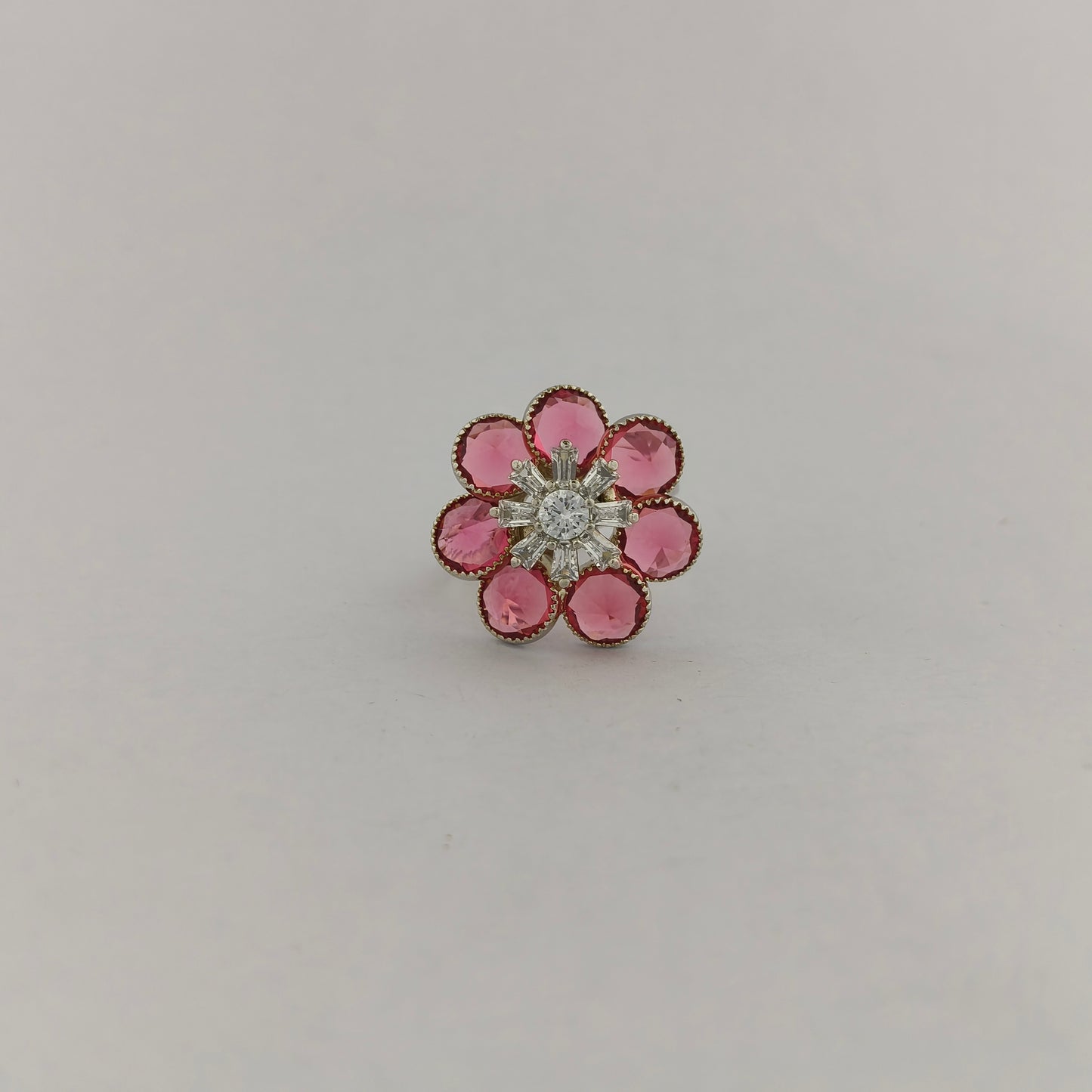 Silver Plated Crystal Blossom Ring