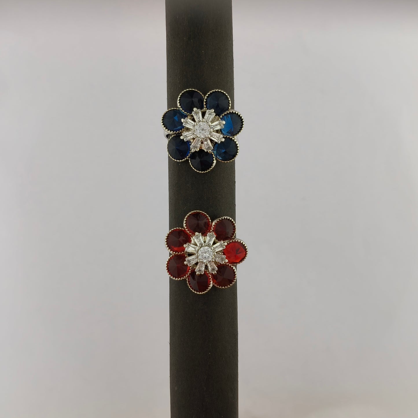 Silver Plated Crystal Blossom Ring