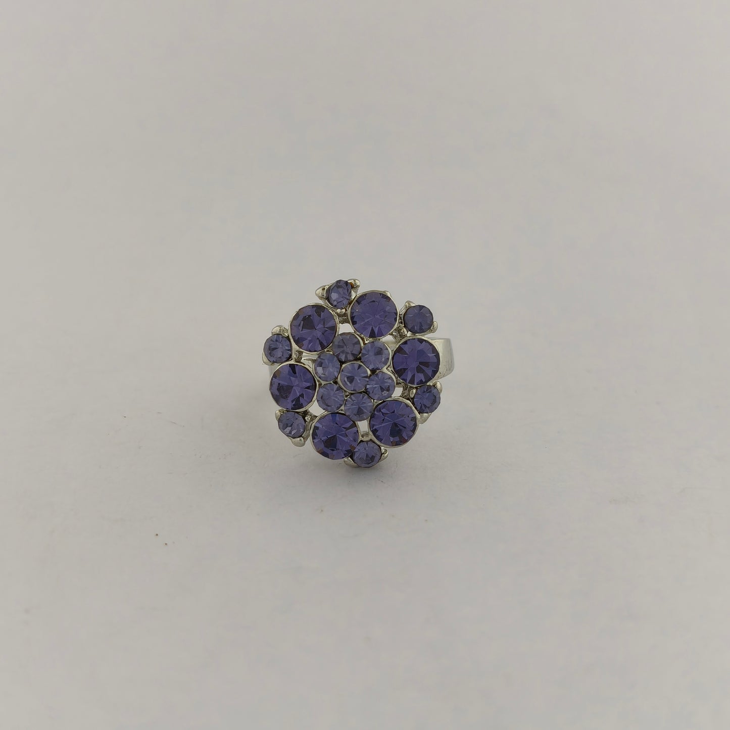 Silver Plated Round Cluster Ring
