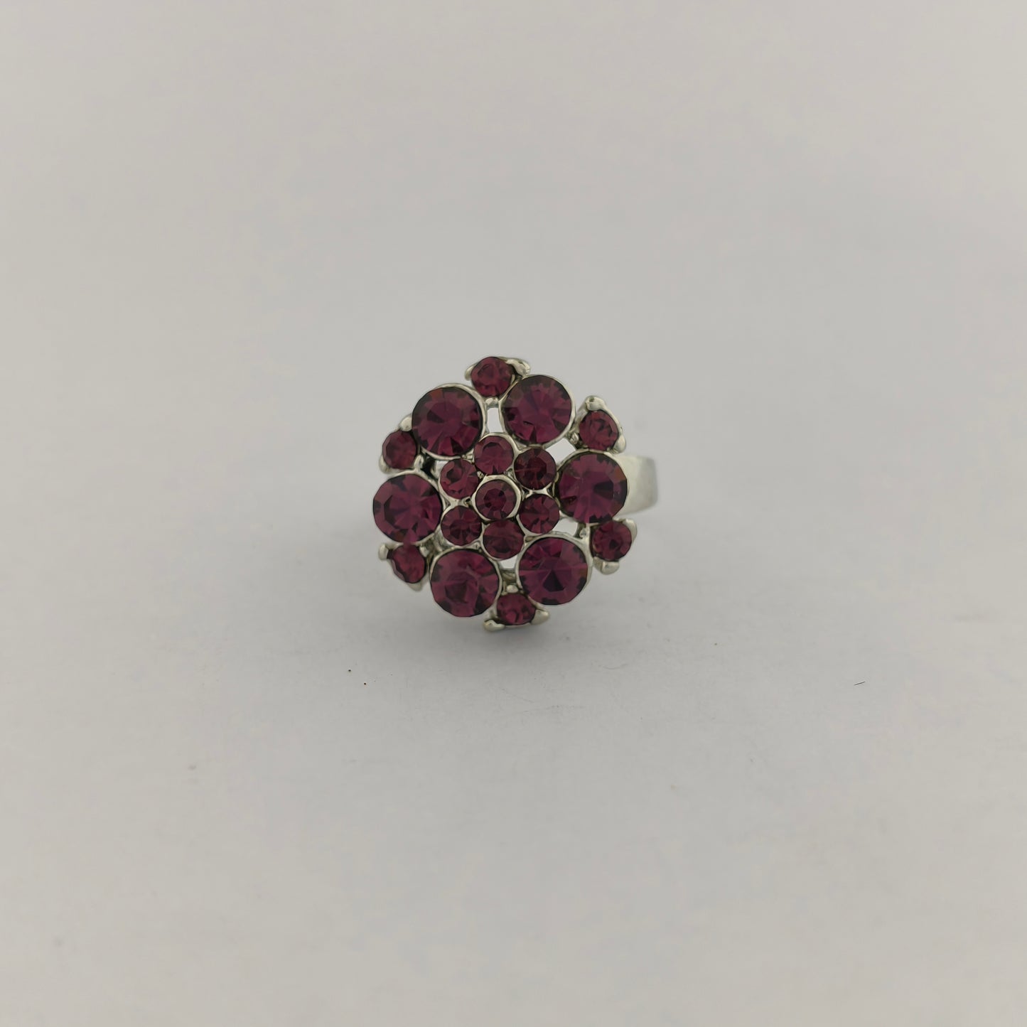 Silver Plated Round Cluster Ring