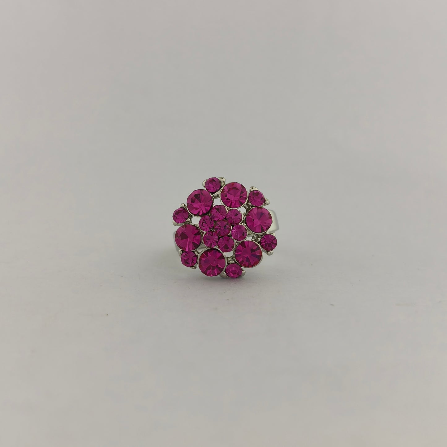 Silver Plated Round Cluster Ring