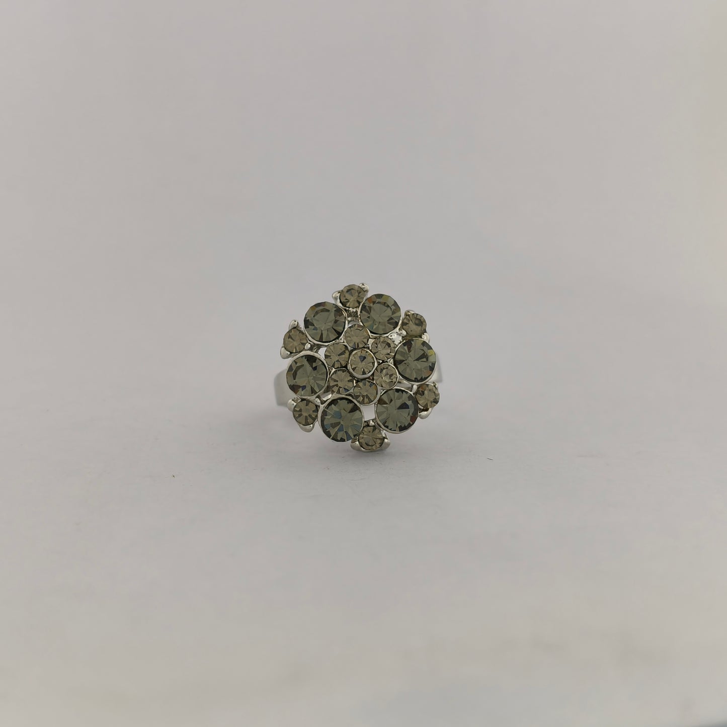 Silver Plated Round Cluster Ring