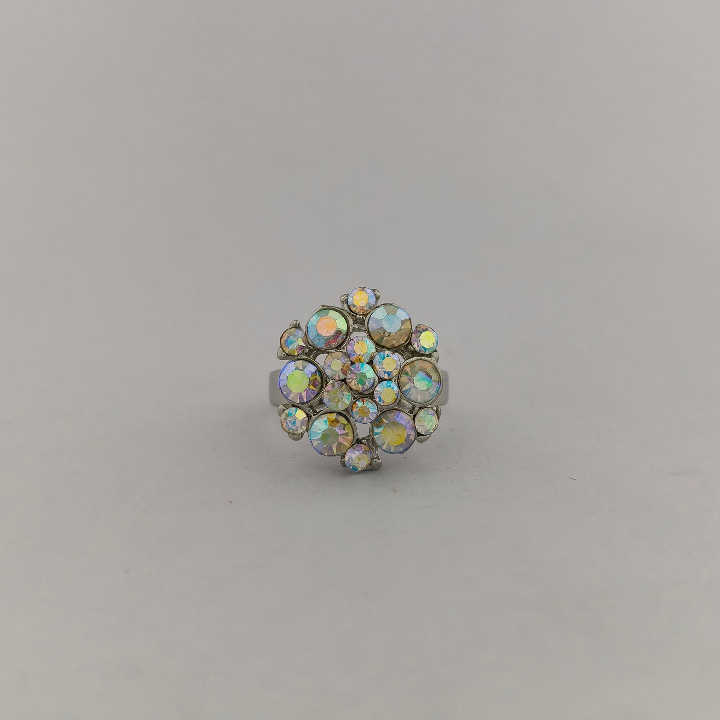 Silver Plated Round Cluster Ring